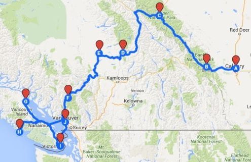 Kanada Roadtrip Route